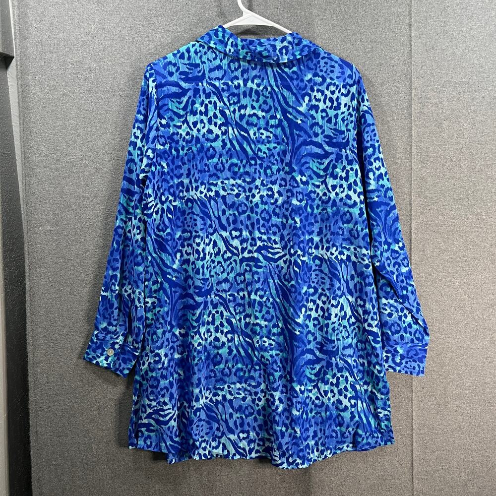 Belle Beach by Kim Gravel Button Front Cover-Up St. Tropez Animal, Large - Picture 2 of 12